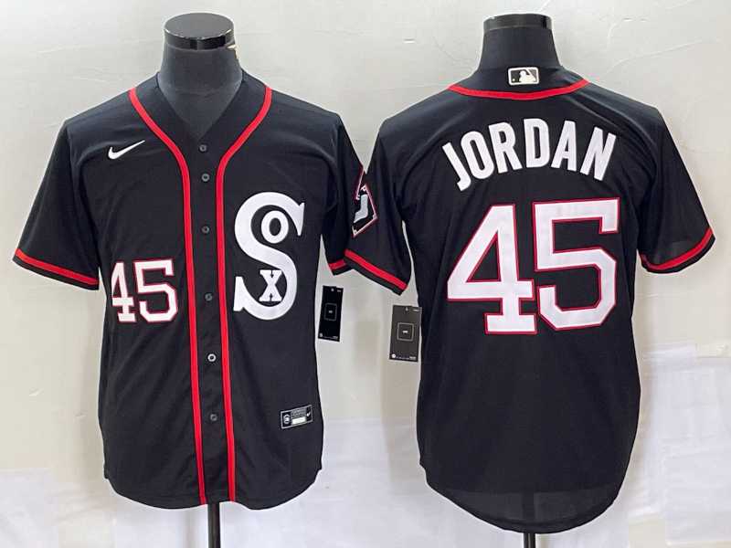 Men%27s Chicago White Sox #45 Michael Jordan Black Retro Stitched MLB Nike Cool Base Jersey->cincinnati reds->MLB Jersey